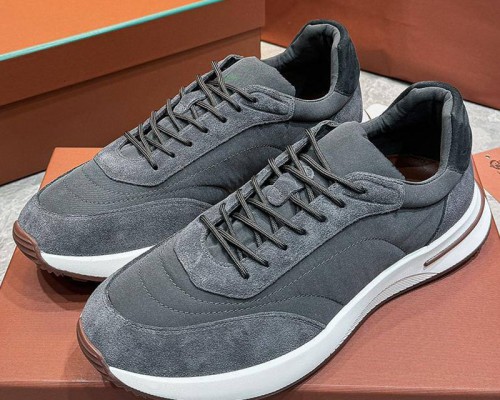 Замшевые кроссовки Loro Piana Week End Walk - Grey