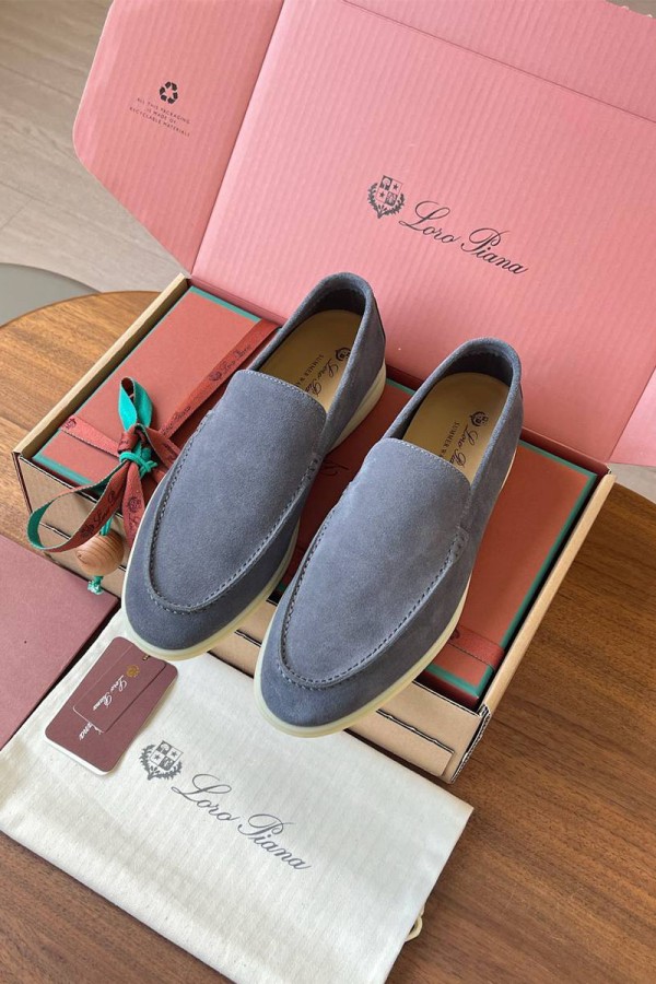 Замшевые лоферы Loro Piana Premium - Grey