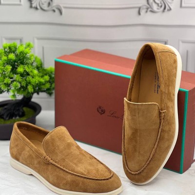 Замшевые лоферы Loro Piana Summer Walk - Beige