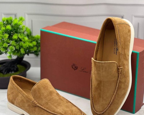 Замшевые лоферы Loro Piana Summer Walk - Beige