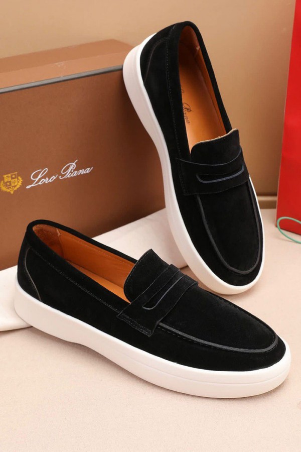 Замшевые лоферы Loro Piana Summer Walk - Black