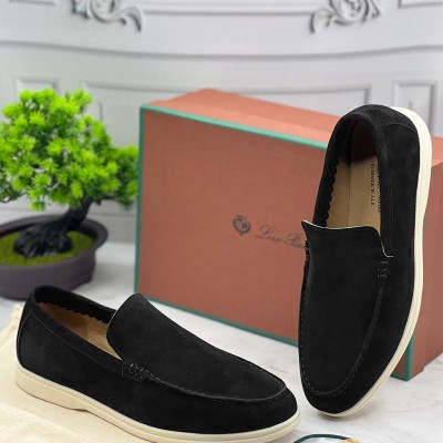 Замшевые лоферы Loro Piana Summer Walk - Black