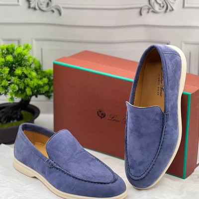 Замшевые лоферы Loro Piana Summer Walk - Blue
