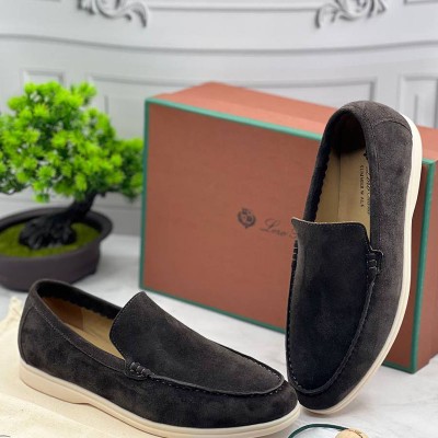 Замшевые лоферы Loro Piana Summer Walk - Dark Grey