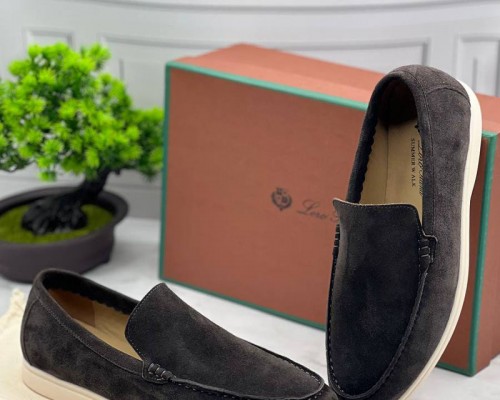 Замшевые лоферы Loro Piana Summer Walk - Dark Grey