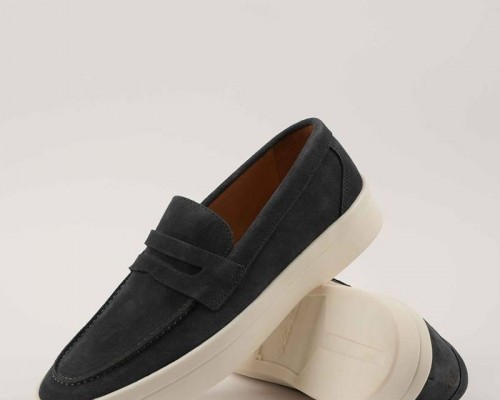 Замшевые лоферы Loro Piana Summer Walk - Grey