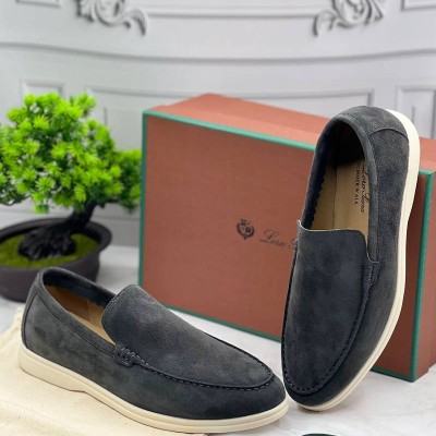 Замшевые лоферы Loro Piana Summer Walk - Grey