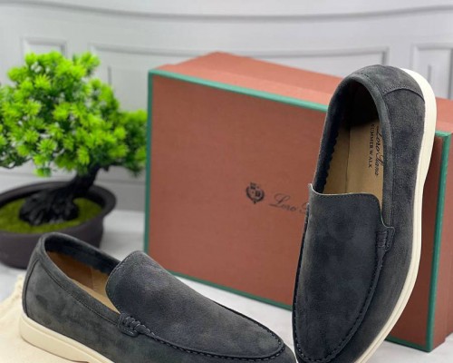 Замшевые лоферы Loro Piana Summer Walk - Grey