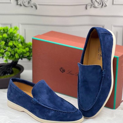 Замшевые лоферы Loro Piana Summer Walk - Navy