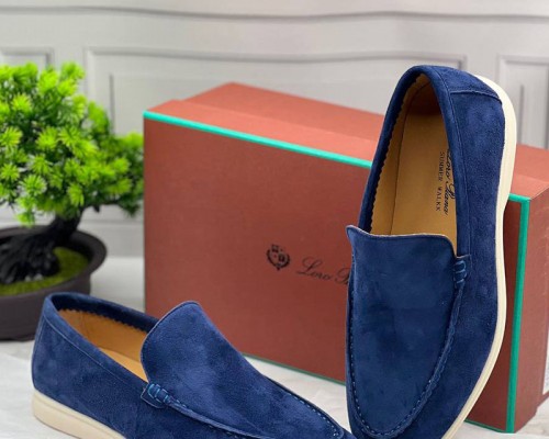 Замшевые лоферы Loro Piana Summer Walk - Navy