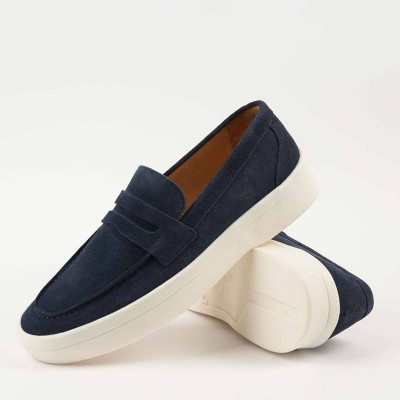 Замшевые лоферы Loro Piana Summer Walk - Navy