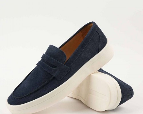 Замшевые лоферы Loro Piana Summer Walk - Navy