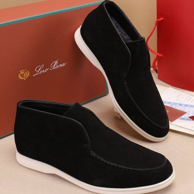 Замшевые лоферы с мехом Loro Piana Open Walk - Black