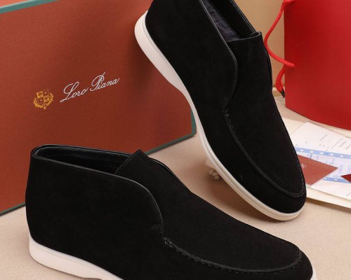 Замшевые лоферы с мехом Loro Piana Open Walk - Black