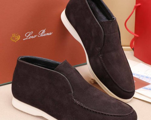 Замшевые лоферы с мехом Loro Piana Open Walk - Brown