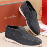 Замшевые лоферы с мехом Loro Piana Open Walk - Grey