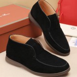 Замшевые лоферы с меховой стелькой Loro Piana Open Walk - Black