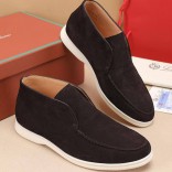 Замшевые лоферы с меховой стелькой Loro Piana Open Walk - Brown