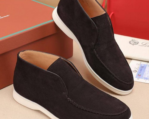 Замшевые лоферы с меховой стелькой Loro Piana Open Walk - Brown