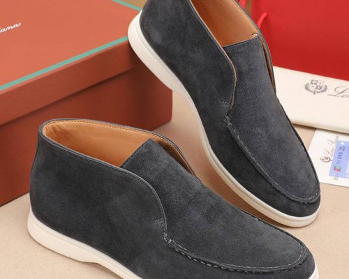 Замшевые лоферы с меховой стелькой Loro Piana Open Walk - Dark Grey