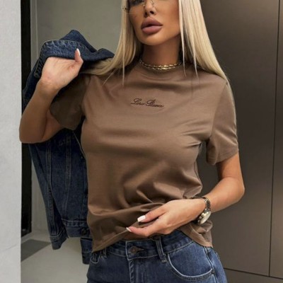 Женская базовая футболка Loro Piana premium - Brown