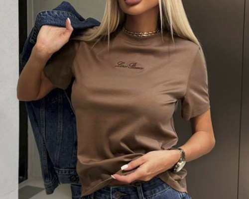 Женская базовая футболка Loro Piana premium - Brown