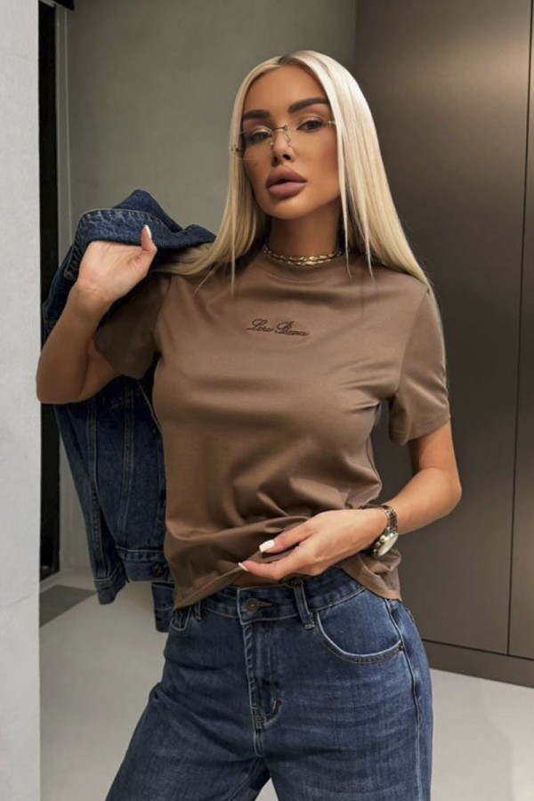 Женская базовая футболка Loro Piana premium - Brown