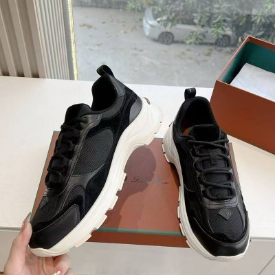 Женские кожаные кроссовки Loro Piana Premium - Black