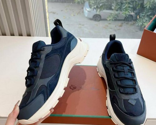 Женские кожаные кроссовки Loro Piana Premium - Blue