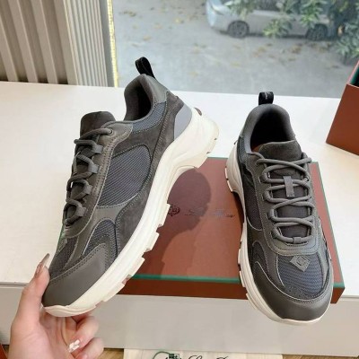 Женские кожаные кроссовки Loro Piana Premium - Grey