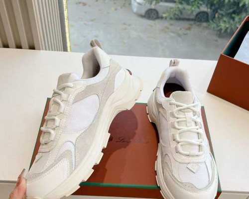 Женские кожаные кроссовки Loro Piana Premium - White