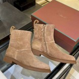 Женские замшевые сапоги Loro Piana premium - Beige