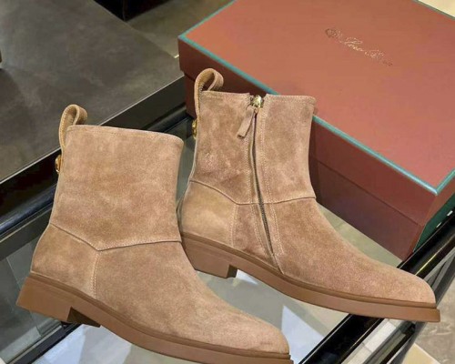 Женские замшевые сапоги Loro Piana premium - Beige