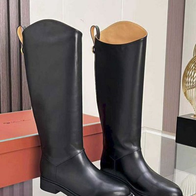 Женские кожаные сапоги Loro Piana premium - Black