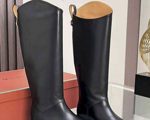 Женские кожаные сапоги Loro Piana premium - Black