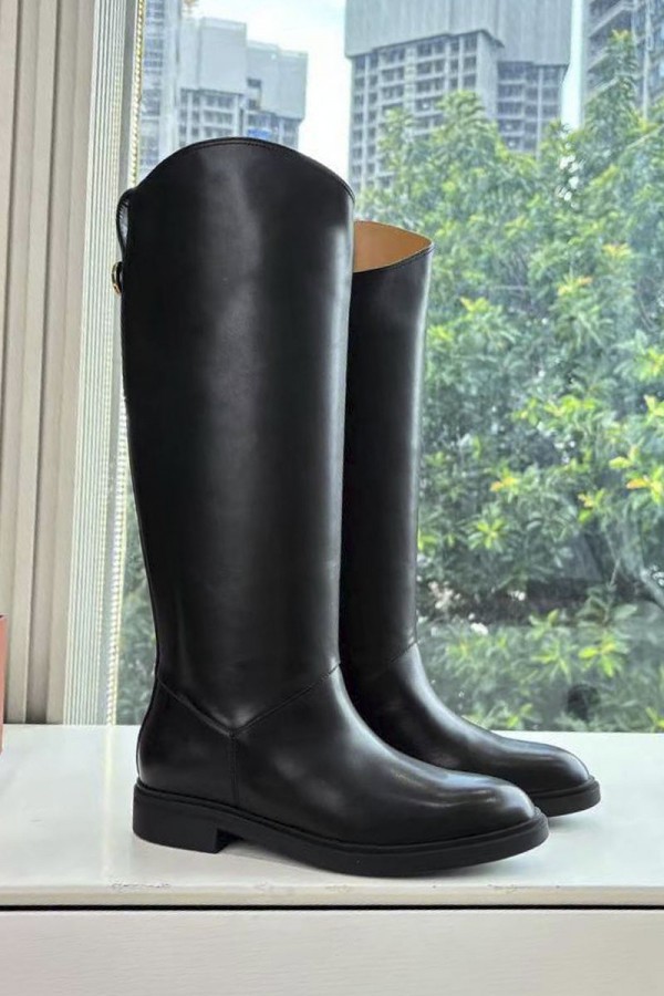 Женские кожаные сапоги Loro Piana premium - Black