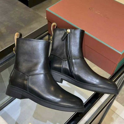 Женские кожаные сапоги Loro Piana premium - Black