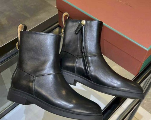Женские кожаные сапоги Loro Piana premium - Black