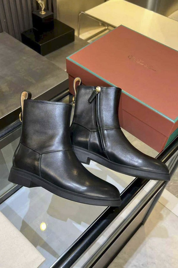 Женские кожаные сапоги Loro Piana premium - Black