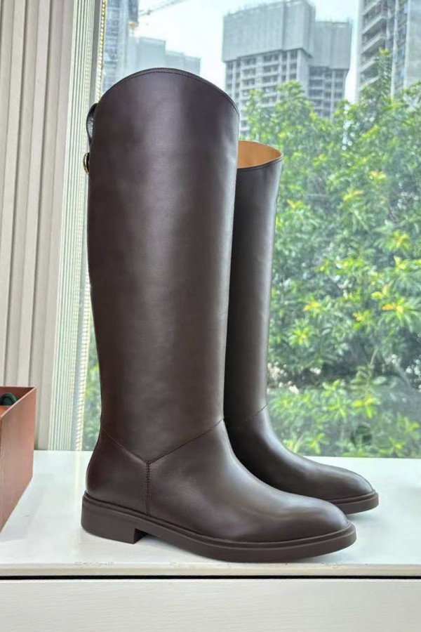 Женские кожаные сапоги Loro Piana premium - Brown