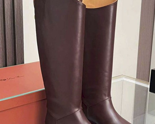 Женские кожаные сапоги Loro Piana premium - Brown