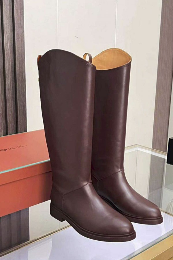 Женские кожаные сапоги Loro Piana premium - Brown