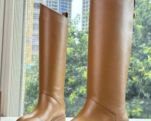 Женские кожаные сапоги Loro Piana premium - Chestnut