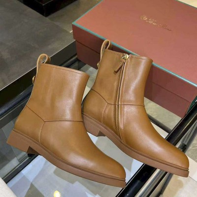 Женские кожаные сапоги Loro Piana premium - Chestnut