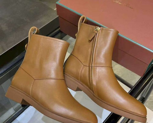 Женские кожаные сапоги Loro Piana premium - Chestnut