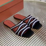 Женские кожаные шлёпанцы Loro Piana Premium