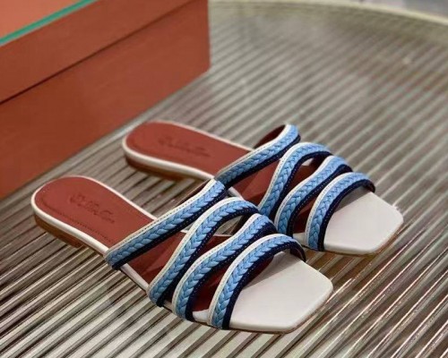 Женские кожаные шлёпанцы Loro Piana Premium