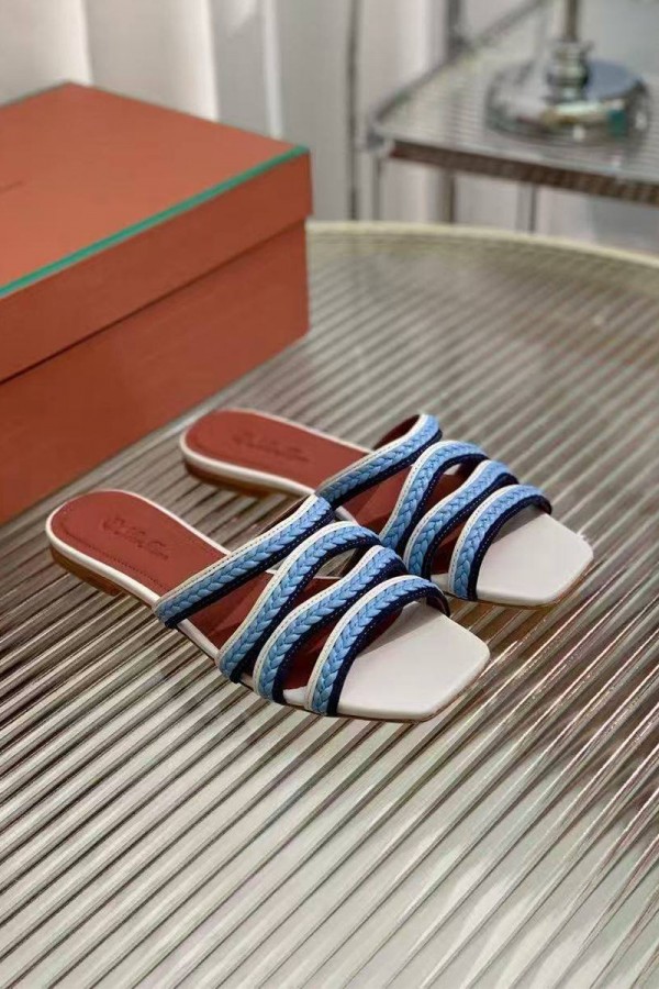 Женские кожаные шлёпанцы Loro Piana Premium