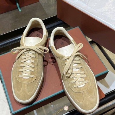 Женские замшевые кроссовки Loro Piana Premium - Beige