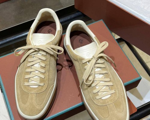 Женские замшевые кроссовки Loro Piana Premium - Beige